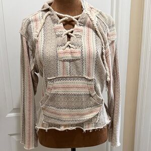 Billabong Multicolor Distressed Baja Lace-Up Hoodie  Y2K XS